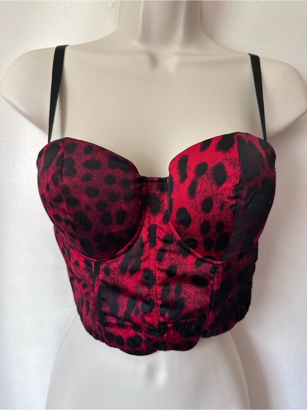 Red Leopard Bustier Crop Top - Women Intimates & Sleepwear